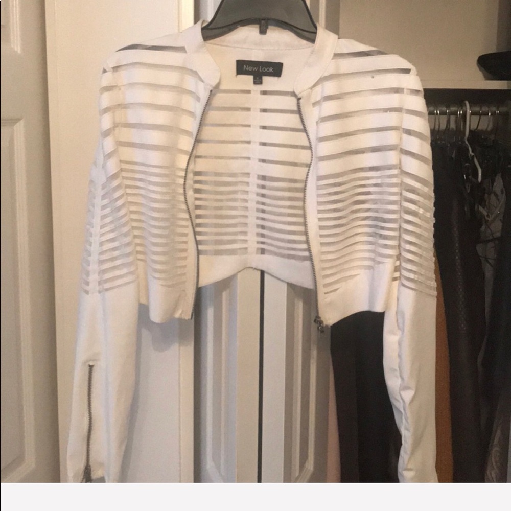 White crop motor jacket